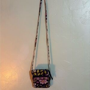 Vera Bradley Navy Blue and Purple Floral Crossbody Bag